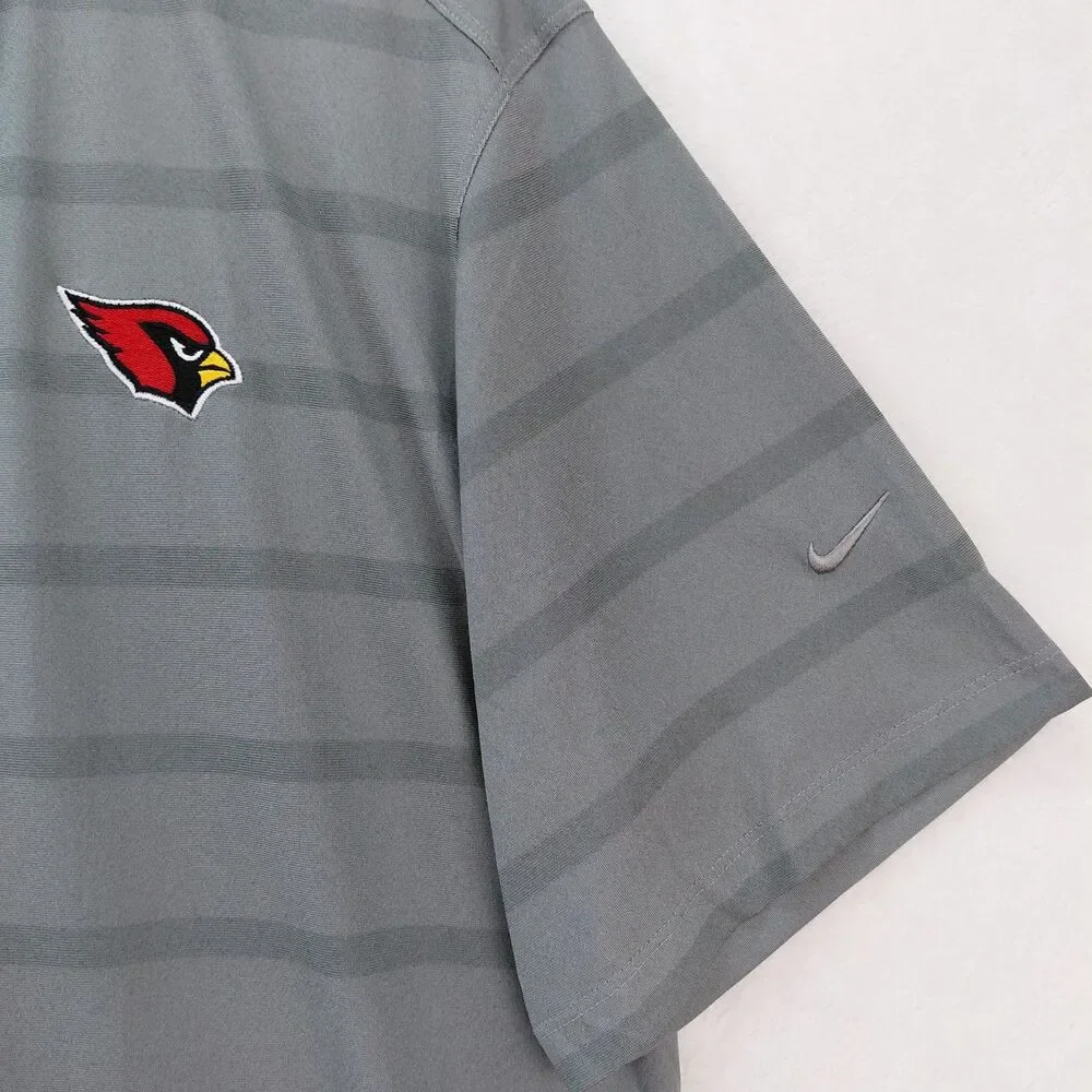 Arizona Cardinals Nike Polo Shirt Mens XXL Gray Striped Dri Fit NFL Football